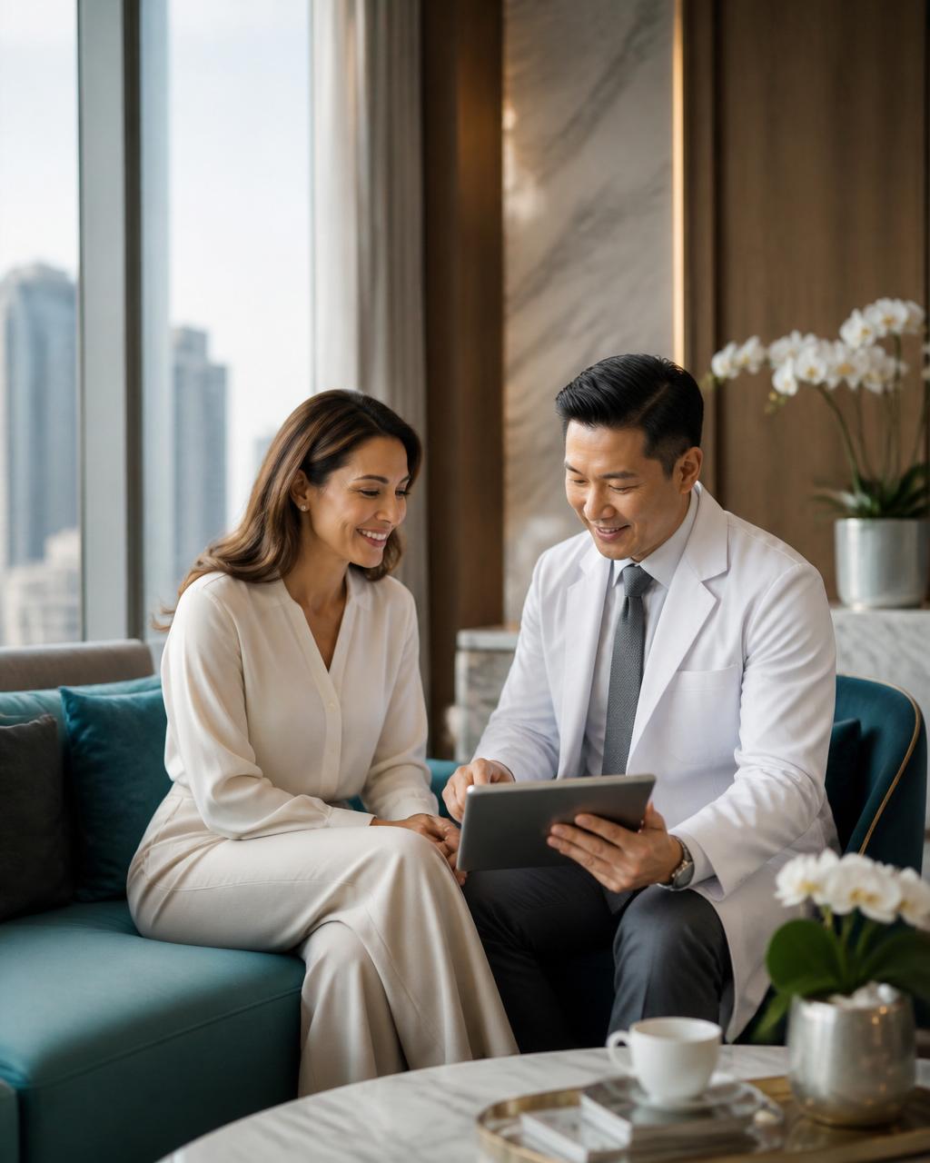 Patient consultation with a doctor in a modern Bangkok clinic